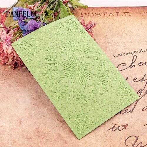 PANFELOU The garden flowers Embossing folders Plastic For Scrapbooking DIY Template Fondant Cake Photo Album Card Making
