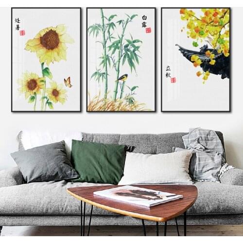 Chinese Style Solar Terms Art Poster Decoration Frameless Canvas Waterproof Ink Home Living Room Decoration Canvas Painting