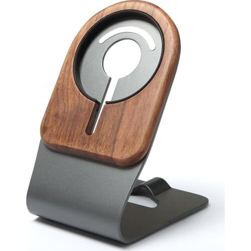 Natural Wood Stand for Apple MagSafe Charger, Real Walnut Wood Mount for MagSafe Charger, Magnetic Wireless Charging Holder