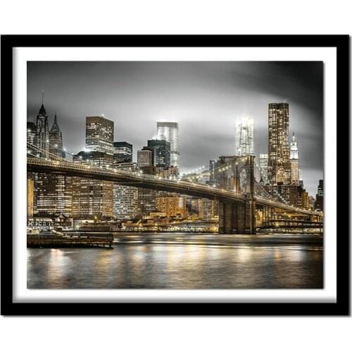 Full Square/Round Drill 5D DIY Diamond Painting "Bridge city night" Embroidery Cross Stitch Home Decor Gift A01532