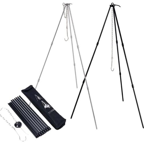 Portable Outdoor Picnic Camping Bonfire Tripod Triangle Support Frame Cookware U2JB