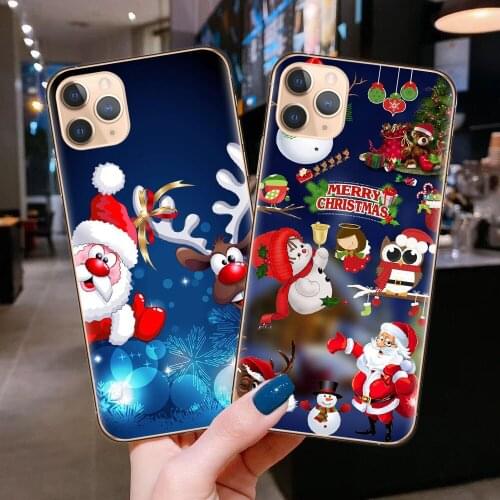 Christmas Cartoon Deer Case For iPhone 12 Mini Pro Max Silicone Cover For iphone 11 Pro X XR XS Max 8 8Plus 7 7Plus Case Bear