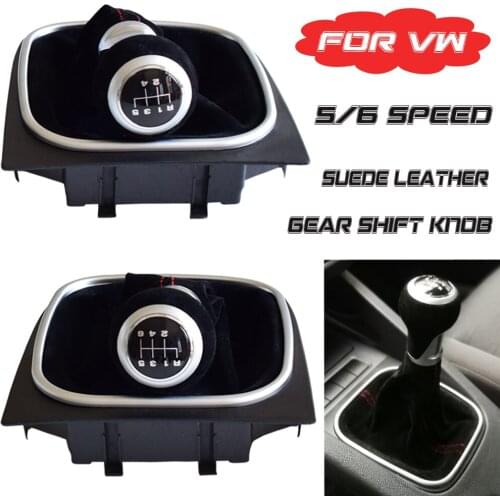 GearShift Knob Stick Lever HandBall For Volkswagen VW Golf 5V Golf 6VI MK5 MK6 R32 GTI 04-09 MT 5/6 Speed Car Suede Leather Boot