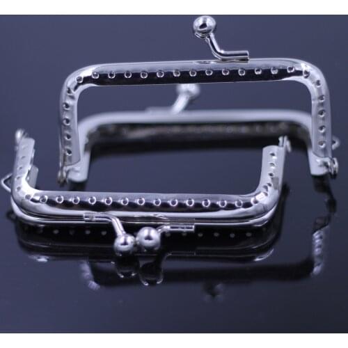Silver Tone Rectangle Smooth Metal Purse Frame Bag Buckle Handbag Kiss Clasp Handbag Handle Clip Luggage Hardware 8.5cm 10.5cm