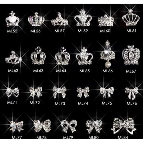 Charm Pearl Bow Tie 100pcs/pack Rhinestones Nail Art Decorations Sliver 3d Nail Jewelry Alloy Decoration Nails Art Free Shipping