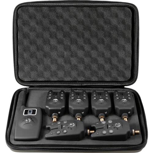 Fishing Bite Alarm Set Water Resistant Wireless LED Fishing Bite Alarm Digital Screen Receiver Set and Storage Case Fishing Tool