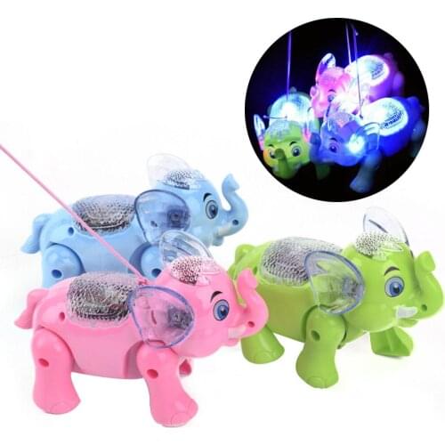 Funny Musical Lighting Walking Elephant Animal with Leash Kids Toy Xmas Gift Interior Accessories наклейки на авто автотовары