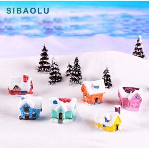 Candy Snow House Christmas Decoration Figurine miniature fairy garden ornament building statue love gift resin craft toy TNB090
