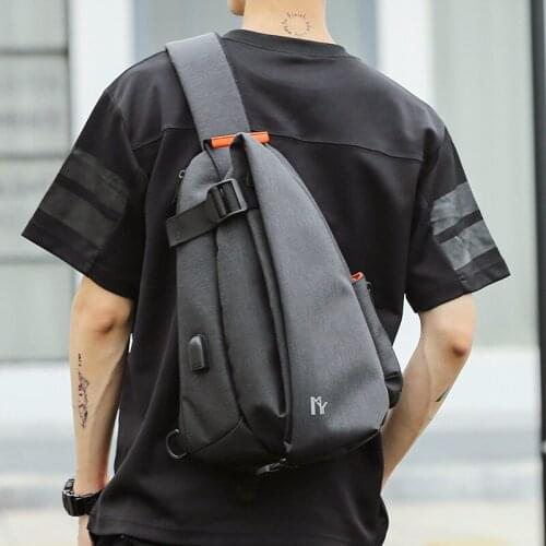 Multifunction Fashion Crossbody Bags For Men USB Charging Chest Pack Short Trip Messengers Bag Water Repellent Shoulder Bag
