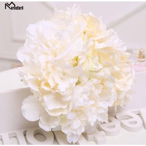 Meldel Bridesmaid Wedding Bouquet 7 Heads Artificial Silk Hydrangea Peony Posy Pink Bouquet Office Home Decor Flower Arrangement