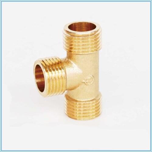 1/8" 1/4" 3/8" 1/2" BSP Male Thread Tee Type 3 Way Brass Pipe Fitting Adapter Coupler Connector For Water