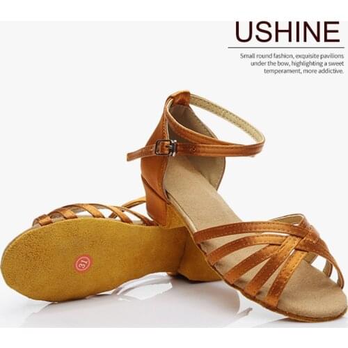 601 Satin Brown Beige Black Silver Zapatos Salsa Mujer Zapatos De Baile Latino Mujer Tango Latin Dance Shoes For Girls Women