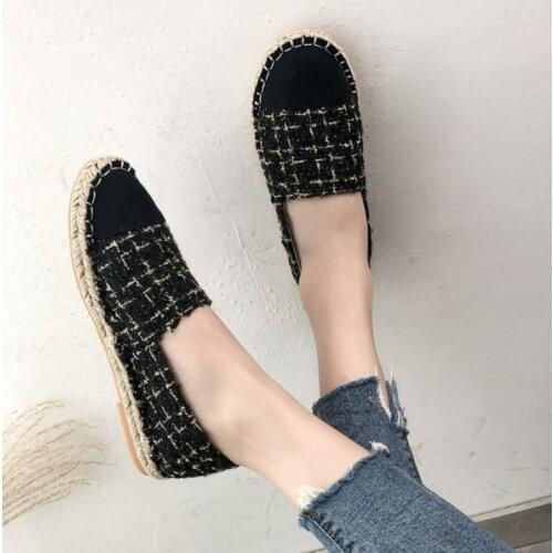 Fisherman Shoes Female 2020 New Soft Bottom Color Matching Straw Loafers Fashion Flat Womens Shoes Round Toe Casual Shoes Flats