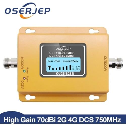 70dB LCD LTE 700MHz B28B 4G Cell phone Signal Booster Repeater not include antenna