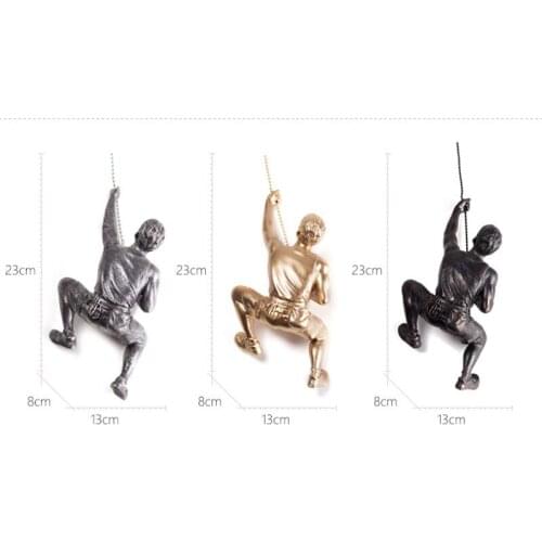 Wall Art Hanging Resin Climbing Man Mount Industrial Style Iron Wire Decoration Sculpture Figures Retro Statue House Decor