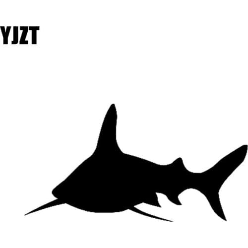 YJZT 12.3cm*6.5cm Cartoon Funny SHARK Vinyl Car-styling Car Sticker Decal Black Silver Accessories C11-0377