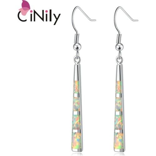 CiNily Rectangular Opal Bohemian Style 925 Sterling Silver Fine Jewelry Dangle Earrings for Fashion Jewelry Woman Earring OH3532
