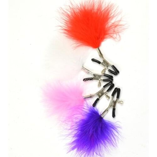Women milk clips red Adult fun passionate 5 color 1 pair of flirting double peak feather milk clips Appeal accessories