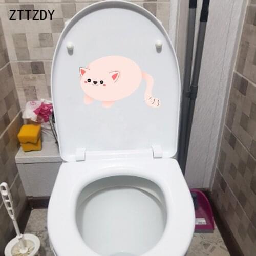 ZTTZDY 21.7*14CM Little Cat Kids Bedroom Home Decor Toilet Sticker Wall Decal Art T3-0212