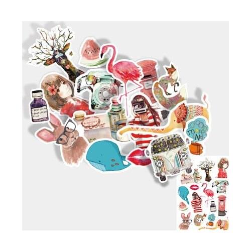 16PCS Fresh watercolor stickers suitcase stickers laptop flat guitar stickers