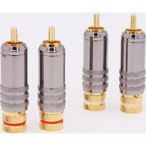 4PCS Hifi audio RCA plug connector adapter gold plated jack for DIY HIFI RCA cable