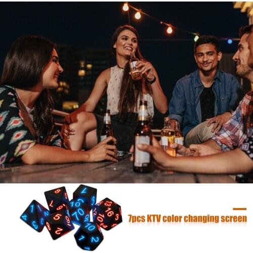 7Pcs Glowing Dice Portable Party Fun Game Dice Set For DND Game Luminous Dice Glowing In The Dark Dice Set