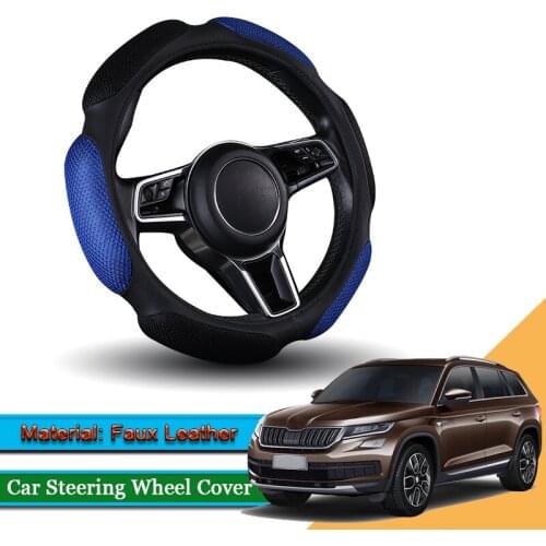Car Styling Leather Car Steering Wheel Cover Car Steering-wheel Hubs Interior Automobiles Accessories For Skoda Kodiaq 2016-2020