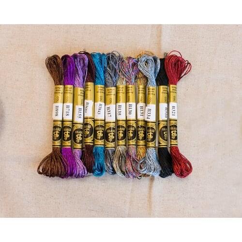 B 100colors choose Metallic Cross Stitch Thread Shiny Effect Embroidery Threads DIY Decor Hand Knitting Crafts Floss