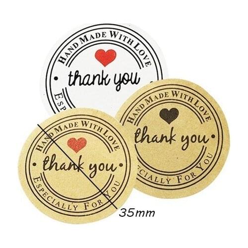 Free shipping1000pcs/lot Thank You Handmade With Love Wedding Decor Party Supplies Stationery Stickers New Year Stickers