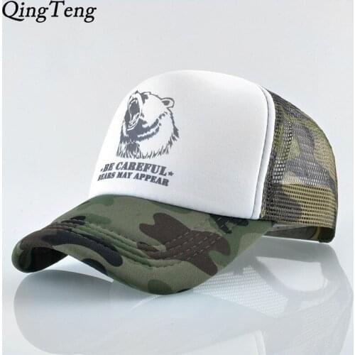 Print Pattern Bear Mesh Baseball Cap Men Summer Outdoor Sport Snapback Hat Women Sun Visor Cap Hip Hop Casquette Trucker Gorra