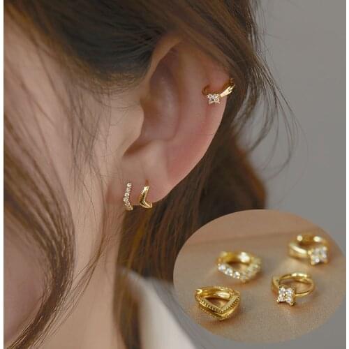 Sparkly Gold Zircon Inlaid Hoop Earrings For Women Girls Korean Fashion Earrings Wedding Party Daily Jewelry Gifts For Ladies