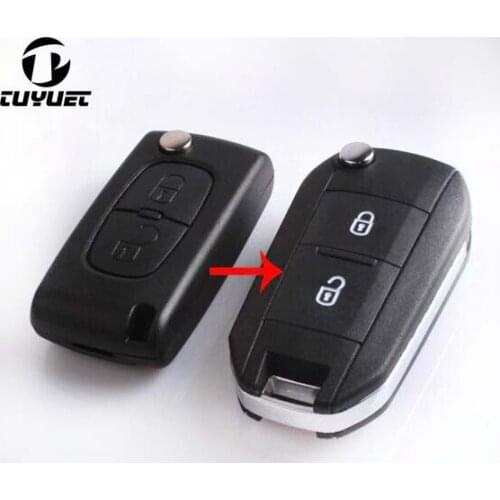 FOB Keyless Entry Key Case For Peugeot 307 308 408 2 Buttons Modified Folding Flip Remote Key Shell VA2 Blade without Groove