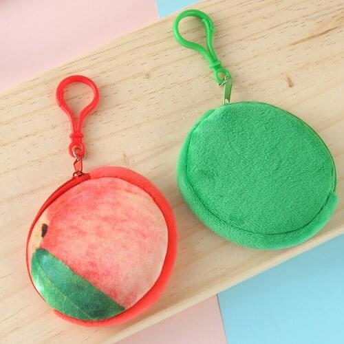 Ladies children watermelon fruit coin purse cute plush zipper coin purse key bag fruit wallet student children earphone bag gift
