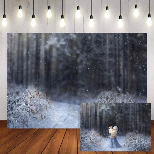 Mehofond Photography Background Cold Winter snow Forest tree Baby Shower Child Backdrop Decor Photo Studio Backdrop