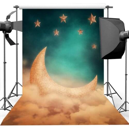 Golden Stars Moon Newborn Baby Kids Photography Backdrops Dream Children Birthday Photo Props Studio Booth Background