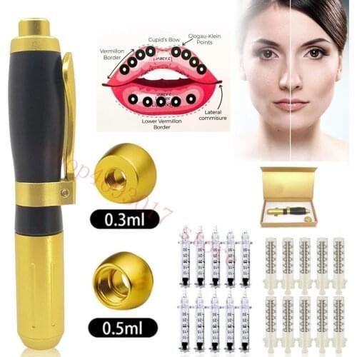 2 in 1 hyaluronic injection pen 0.3ml & 0.5ml head hyaluronic acid pen lip filler injector Noninvasive Nebulizer hyaluron pen