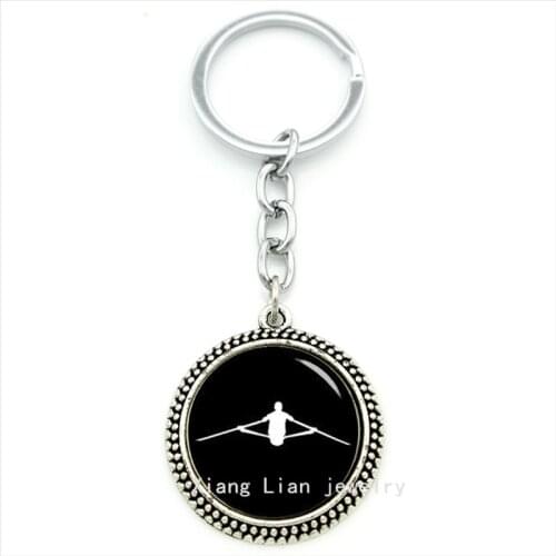 Exquisite popular sports style jewelry keychain boat Rowing Team oars art pendant key ring jewelry father birthday gift