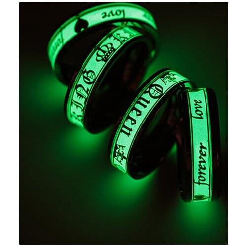 2020 Hot Fashion Lover Luminous Stainless Steel Ring Man Woman Engagement Party Jewelry Couple Valentines Day Anniversary Gift