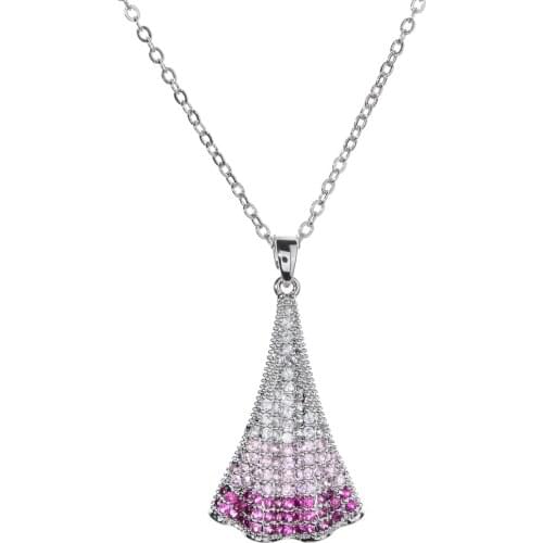 Korean Fashion Style Coloured Fan-shaped Zircon Pendant for Romantic Fashion Jewelry Gifts for Young Women/Girls D-027