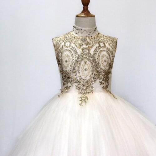 Flower girl skirt lace sleeveless trailing skirt show host girl puffy princess dress