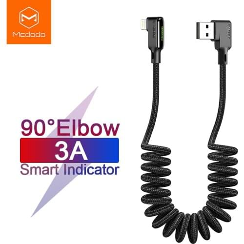 Mcdodo Retractable Car Spring USB Cable 3A for IPhone Charger Data Cable For iPad IPhone 11 12 Max Pro X XS 8 7 Fast Charge Cord