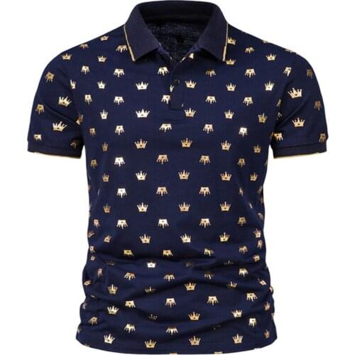 2021 100% Cotton Polo T Shirt for Men Printed Short-sleeved Casual Summer Mens Polo Shirts High Quality Brand Men Clothing