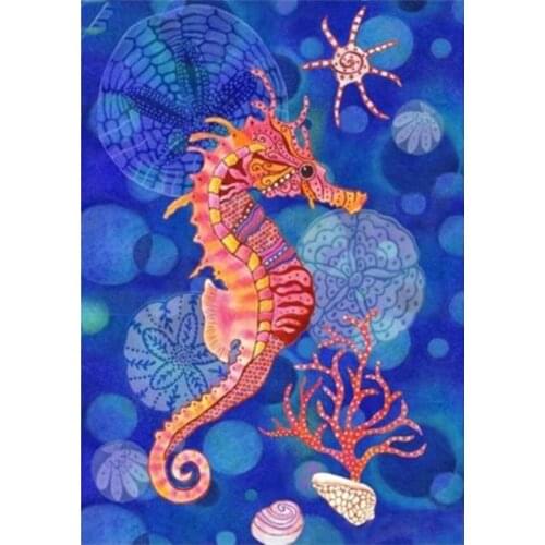 Full circle diamond painting cartoon seahorse 5D DIY underwater scenery diamond embroidery kit decoration home
