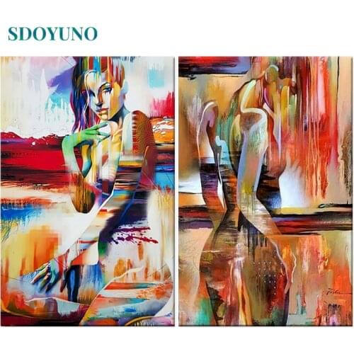 SDOYUNO 60x75cm Pictures By Numbers DIY Painting By Numbers On Canvas Abtract Figure Frame Digital Painting Draw Number Gift