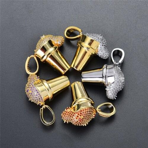 New Bling Bling Crystal Styrofoam Cup Ice Cream Pendant Necklace Creative Hip Hop Iced Out CZ Stone Luxury Jewelry For Men Women