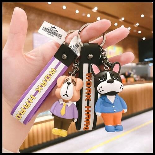 New Creative Dog Cartoon Cartoon Car Keychain Cute Creative Accessories Bag Pendant Key Chain Ornaments