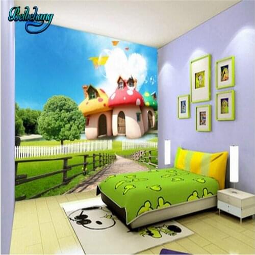 Beibehang High - definition cartoon mushroom room children 's house wall decoration painting large custom wallpaper
