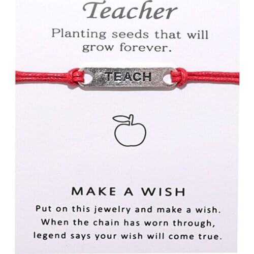 Teach Bracelet Wish Card Handchain As Best Gift For Teachers Alloy Wish Bracelets Jewelry Blessing Bracelet Lucky Rope