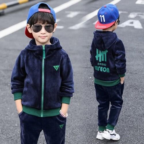 Boys' Clothes Define Hoodies + Kids Pants Spring Occasional Fall Velvet 2 Pcs Tracksuits For Baby Boys Children Sports Outfits