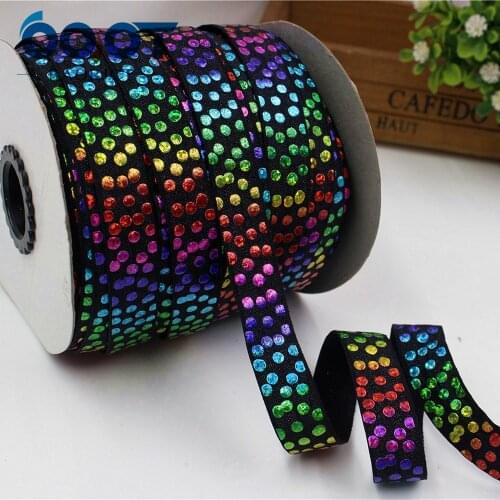 OOOT BAORJCT,176287, 5/8'' 16MM Bronzing elasticity Ribbon , 10 yards DIY handmade hair accessories Material , free shipping